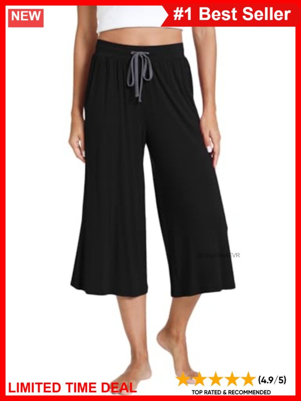 Bamboo Viscose Capri Pajama Pants Wide Leg Lounge